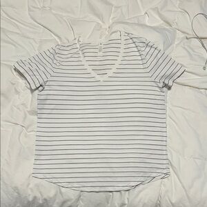 lululemon athletica White and Black Striped Love tee size 10